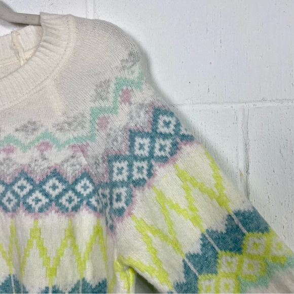 LOFT NWT Sweater Wool Blend Nordic Fair Isle Pastel Multicolor Soft Cozy Warm L - Picture 5 of 10